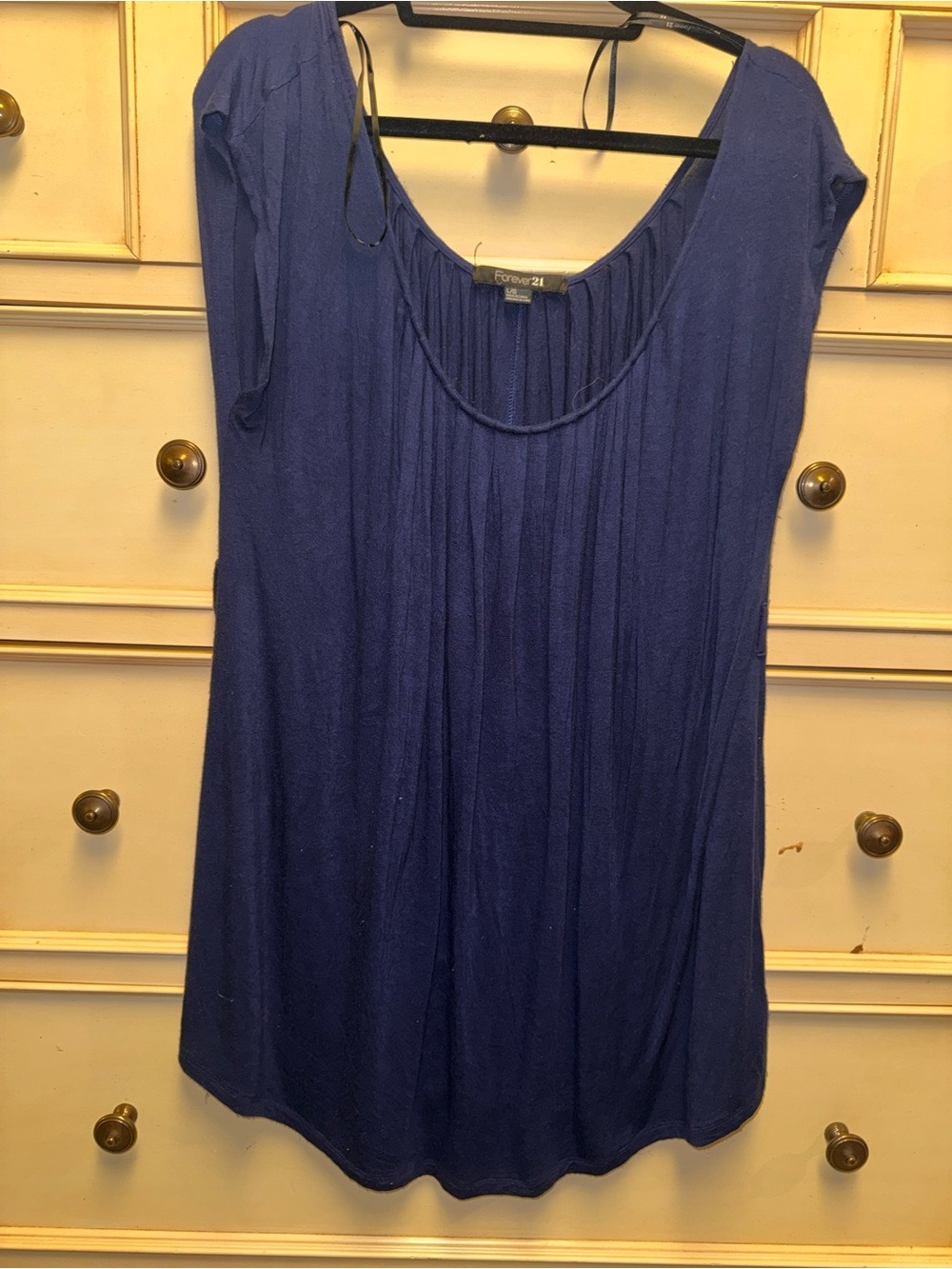 Forever 21 Royal Blue Pleated Scoop Neck Tunic